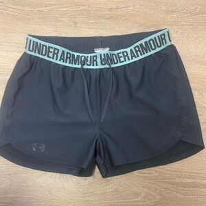 Under Armour Black Athletic Shorts with Teal Branded Waistband